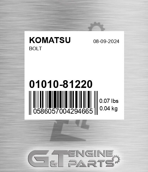 01010-81220 Bolt for KOMATSU