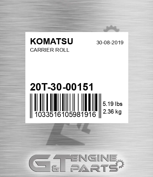 20T-30-00151 Carrier Roll for KOMATSU
