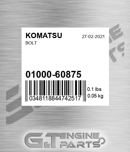 01000-60875 Bolt for KOMATSU