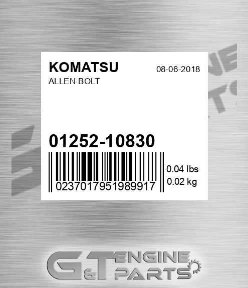 01252-10830 Allen Bolt for KOMATSU