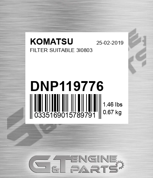 DNP11-9776 Filter Suitable 3i0803 for KOMATSU