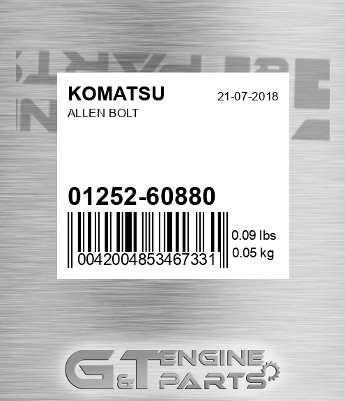 01252-60880 Allen Bolt for KOMATSU