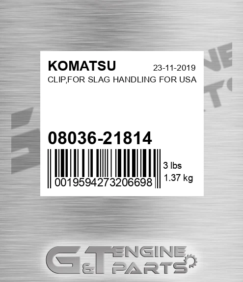 08036-21814 Clip,for Slag Handling For Usa