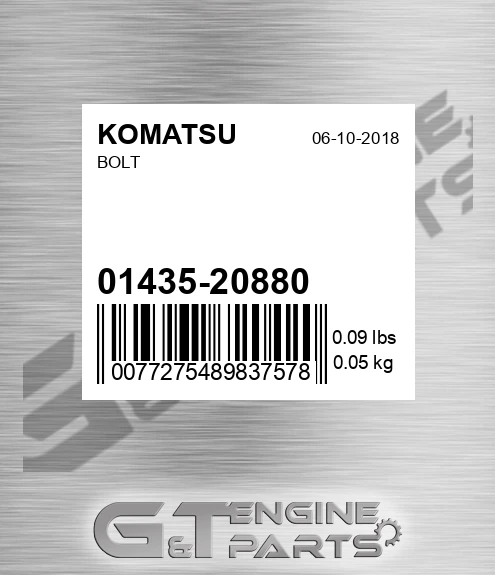 01435-20880 Bolt for KOMATSU