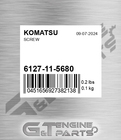 6127-11-5680 Screw for KOMATSU