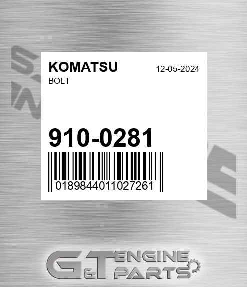 910-0281 Bolt for KOMATSU
