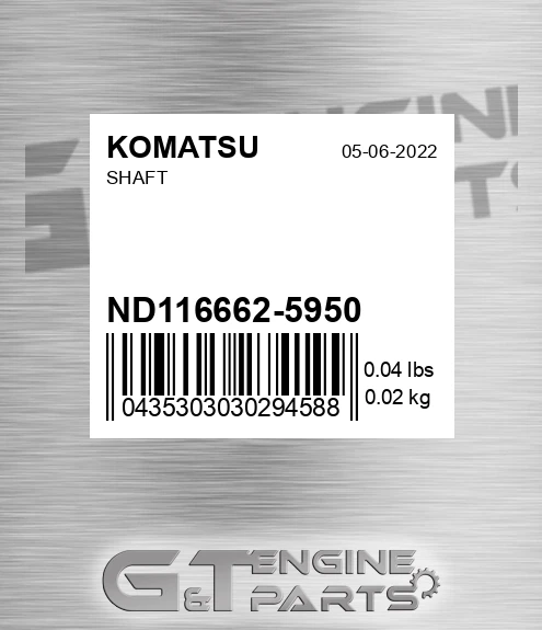 ND116662-5950 Shaft for KOMATSU