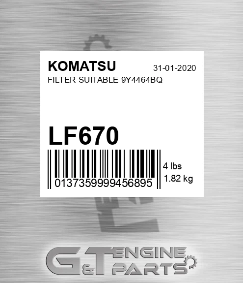LF670 KOMATSU Filter Suitable 9y4464bq