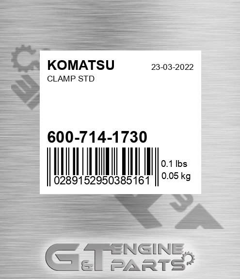 600-714-1730 Clamp Std for KOMATSU