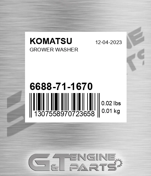 6688-71-1670 Grower Washer for KOMATSU