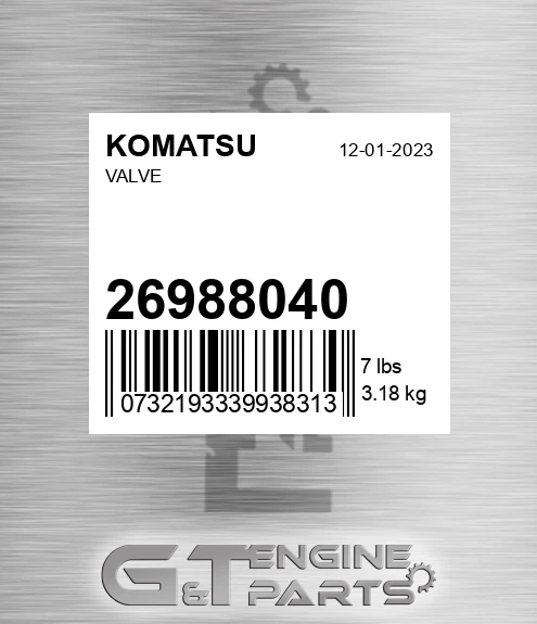 26988040 Valve for KOMATSU