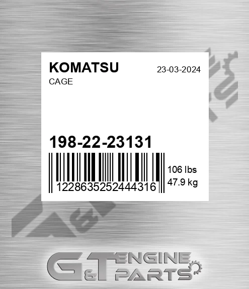 198-22-23131 Cage for KOMATSU