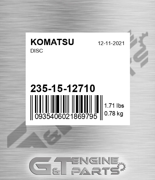235-15-12710 Disc for KOMATSU