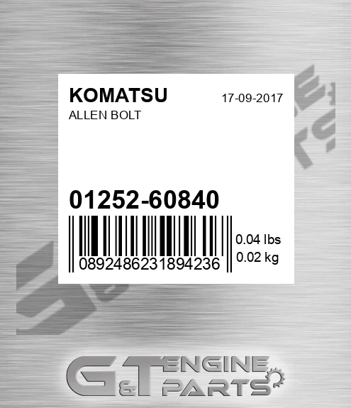 01252-60840 Allen Bolt for KOMATSU