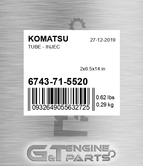 6743-71-5520 Tube - Injec for KOMATSU