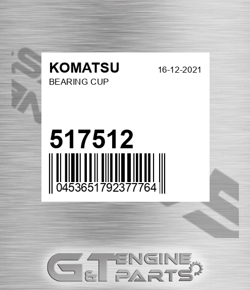 517512 KOMATSU Bearing Cup