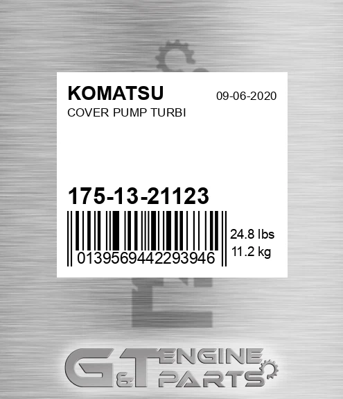 175-13-21123 Cover Pump Turbi for KOMATSU
