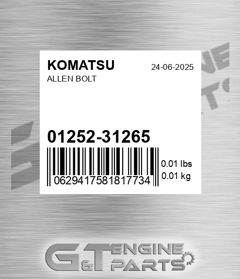 01252-31265 Allen Bolt for KOMATSU