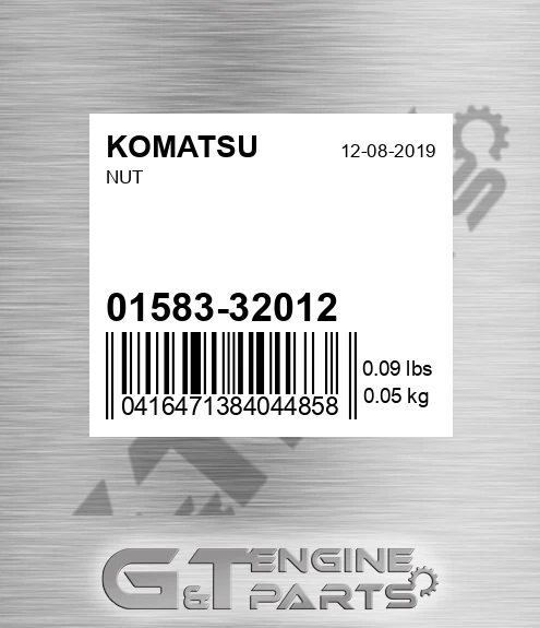 01583-32012 Nut for KOMATSU