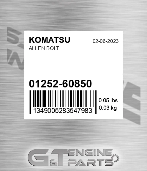 01252-60850 Allen Bolt for KOMATSU