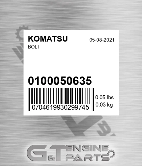 01000-50635 Bolt for KOMATSU