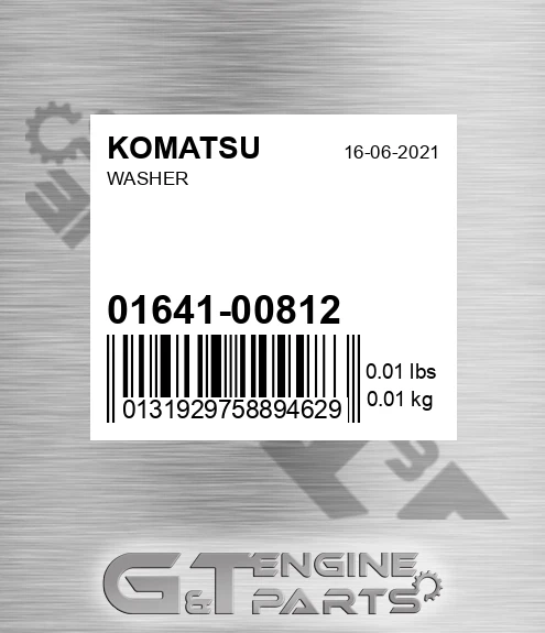 01641-00812 Washer for KOMATSU