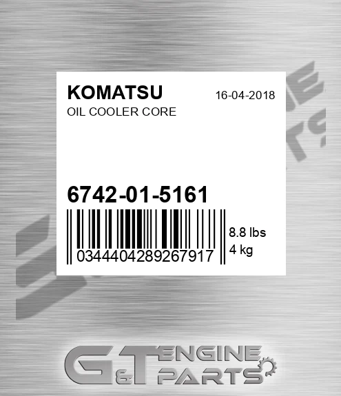 6742-01-5161 Oil Cooler Core for KOMATSU