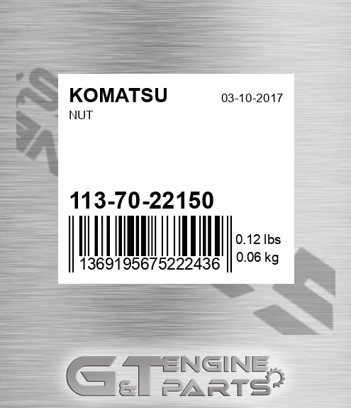 113-70-22150 Nut for KOMATSU