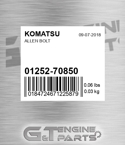 01252-70850 Allen Bolt for KOMATSU