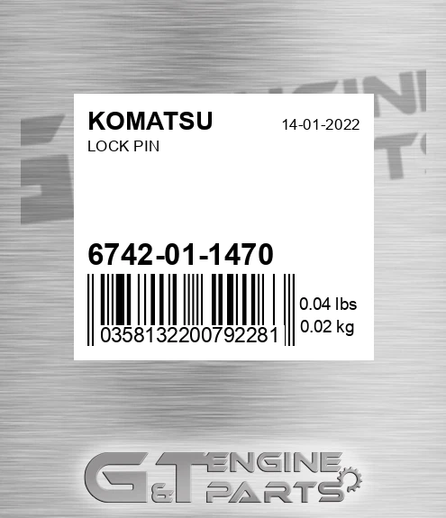 6742-01-1470 Lock Pin for KOMATSU