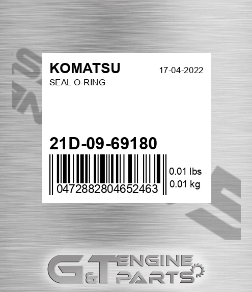 21D-09-69180 Seal O-ring for KOMATSU
