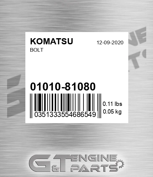 01010-81080 Bolt for KOMATSU