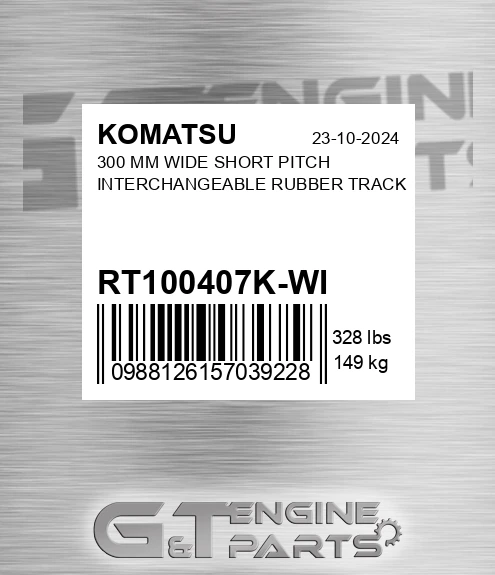 RT100407K-WI 300 Mm Wide Short Pitch Interchangeable Rubber Track