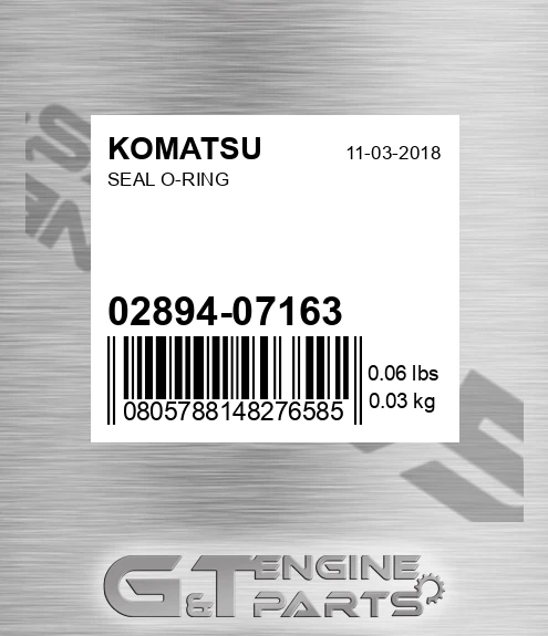 02894-07163 Seal O-ring for KOMATSU