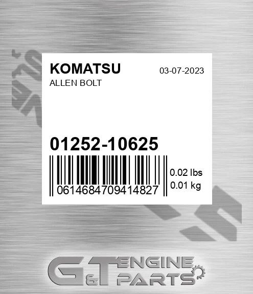 01252-10625 Allen Bolt for KOMATSU