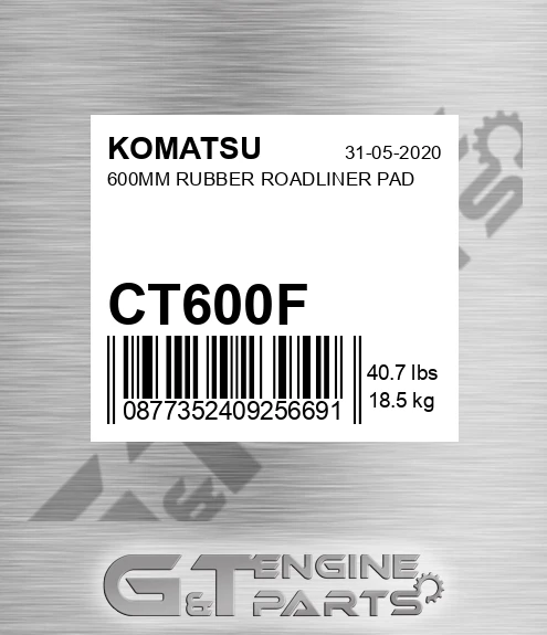 CT600F 600mm Rubber Roadliner Pad