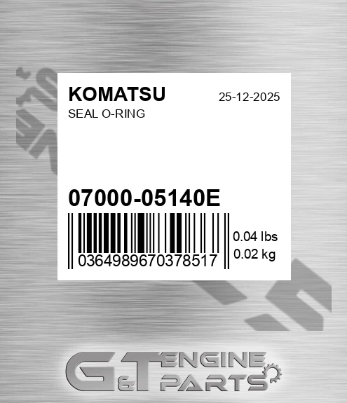 07000-05140E Seal O-ring for KOMATSU