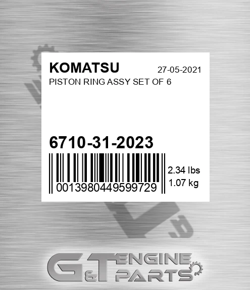 6710-31-2023 Piston Ring Assy Set Of 6
