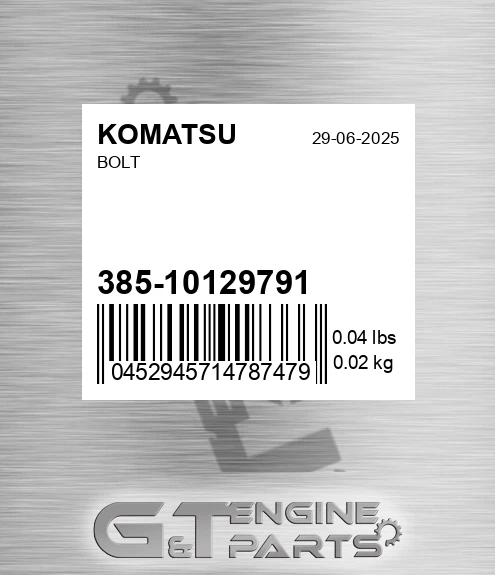385-10129791 Bolt for KOMATSU