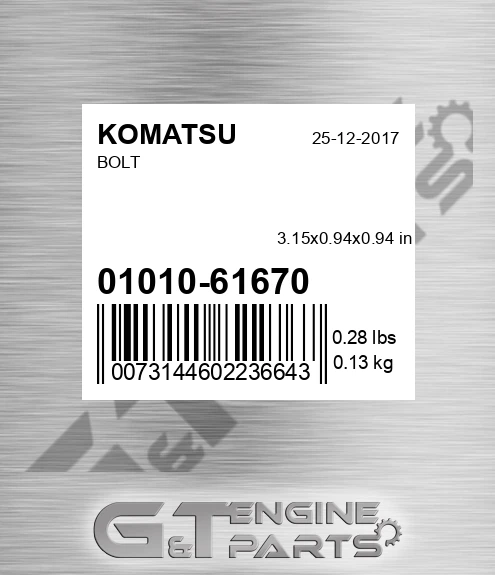 01010-61670 Bolt for KOMATSU