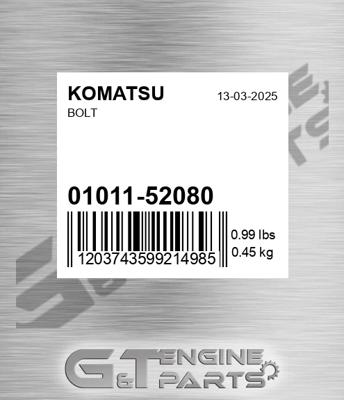 01011-52080 Bolt for KOMATSU