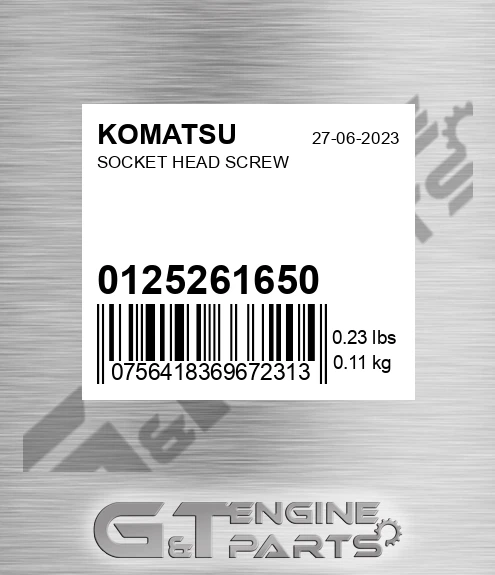 01252-61650 Socket Head Screw for KOMATSU