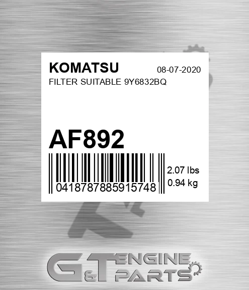 AF892 Filter Suitable 9y6832bq