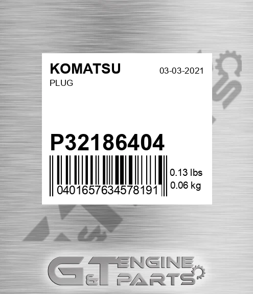 P32186404 Plug for KOMATSU