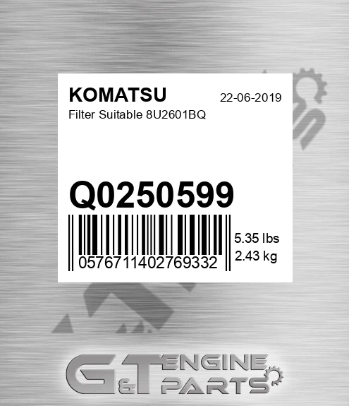 Q0250599 KOMATSU Filter Suitable 8u2601bq