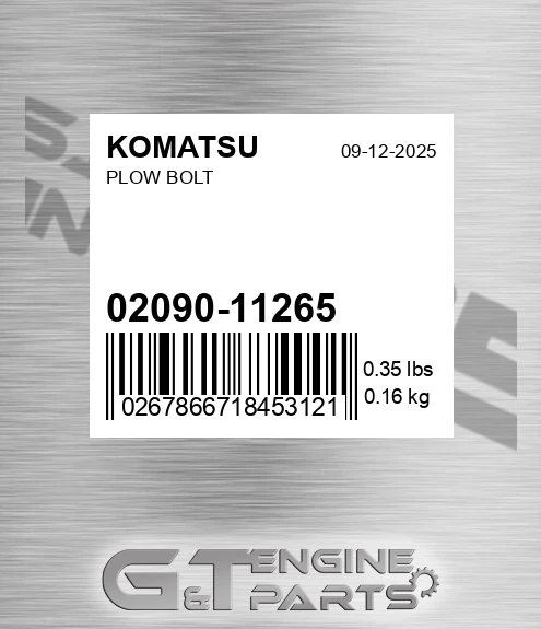 0209011265 Plow Bolt for KOMATSU