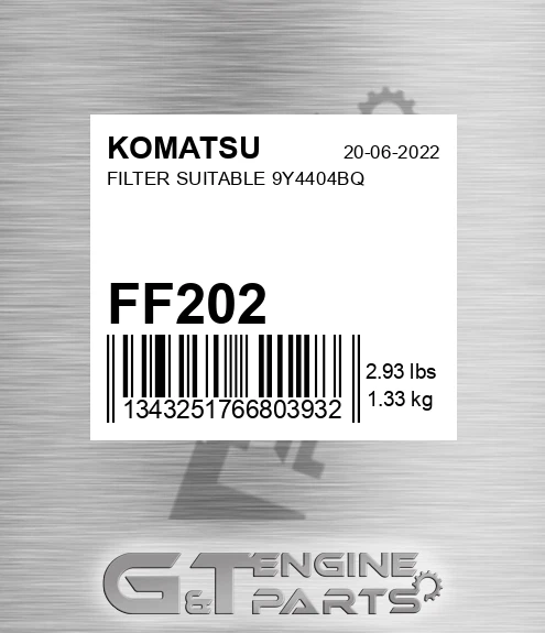 FF202 KOMATSU Filter Suitable 9y4404bq