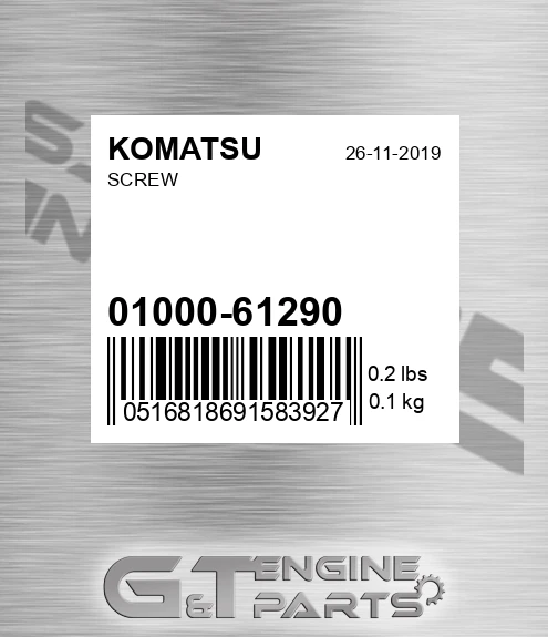 01000-61290 Screw for KOMATSU