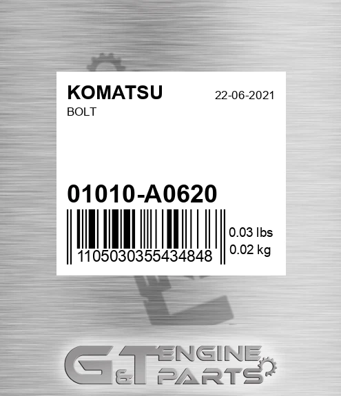 01010-A0620 Bolt for KOMATSU