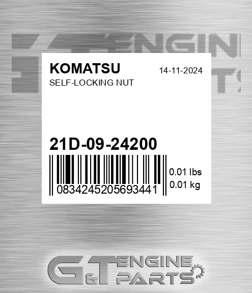 21D-09-24200 Self-locking Nut for KOMATSU